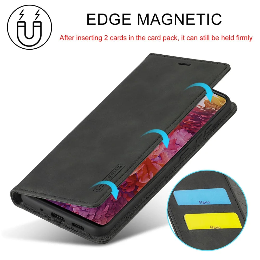 LC.IMEEKE for Samsung Galaxy S20 FE/S20 Fan Edition/S20 FE 5G/S20 Fan Edition 5G/S20 Lite/S20 FE 2022 TPU + PU Leather Auto-Absorbed Magnetic Phone Protective Shell - Black - 4