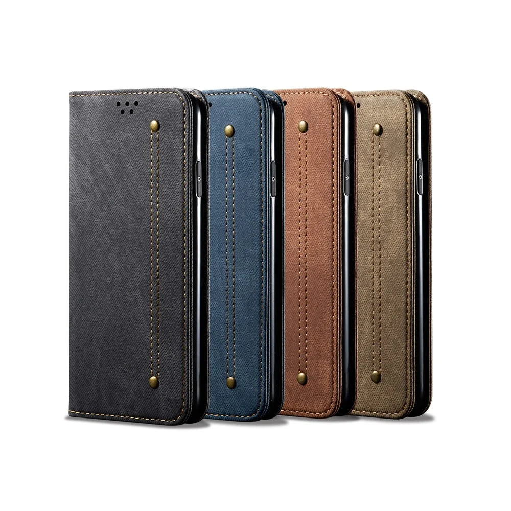 Jeans Cloth Texture TPU + PU Leather Phone Cover Case for Samsung Galaxy S20 FE/S20 FE 5G/S20 Lite/S20 FE 2022 - Black - 7