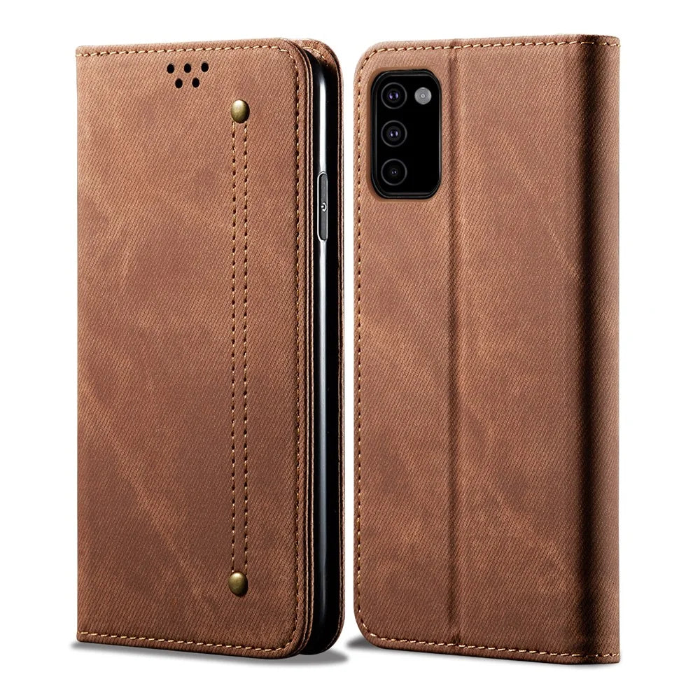Leisure Style Cell Phone Cover Case in Jeans Cloth Texture for Samsung Galaxy M51 (without Fingerprint Version) - Brown - 1