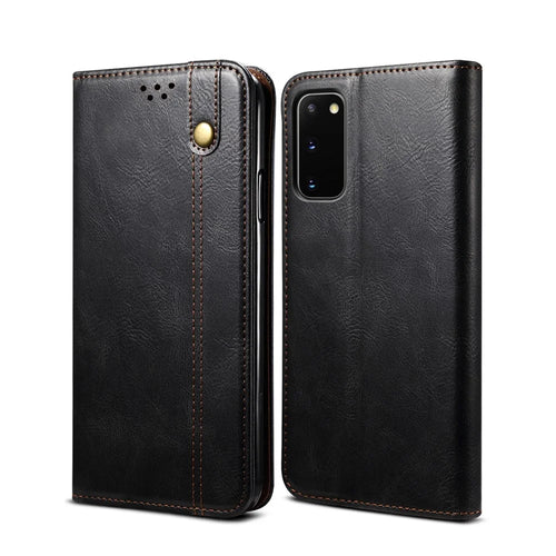 Waxy Crazy Horse Texture Leather Phone Cover Case for Samsung Galaxy S20 FE/S20 FE 5G/S20 Lite/S20 FE 2022 - Black - 1