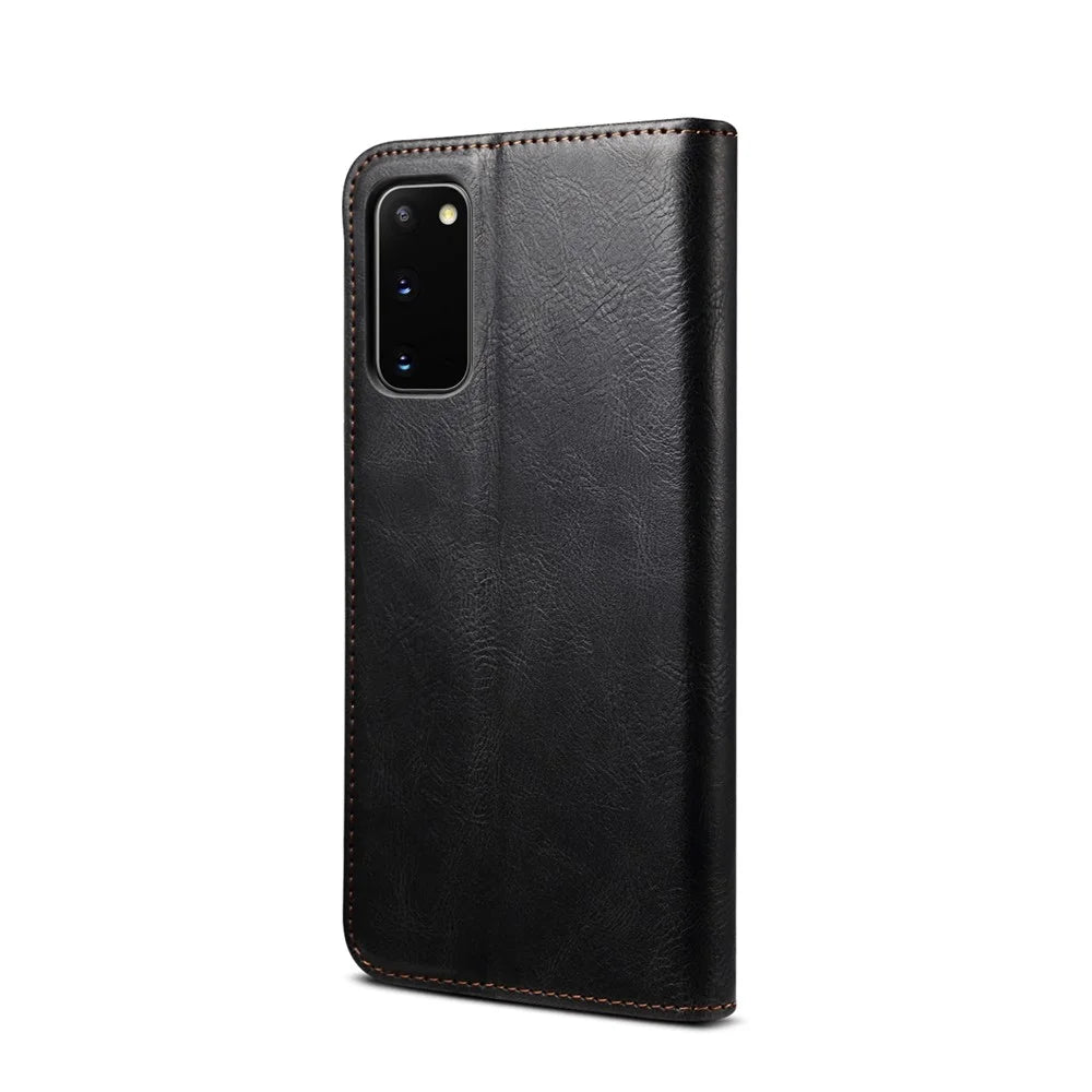 Waxy Crazy Horse Texture Leather Phone Cover Case for Samsung Galaxy S20 FE/S20 FE 5G/S20 Lite/S20 FE 2022 - Black - 3