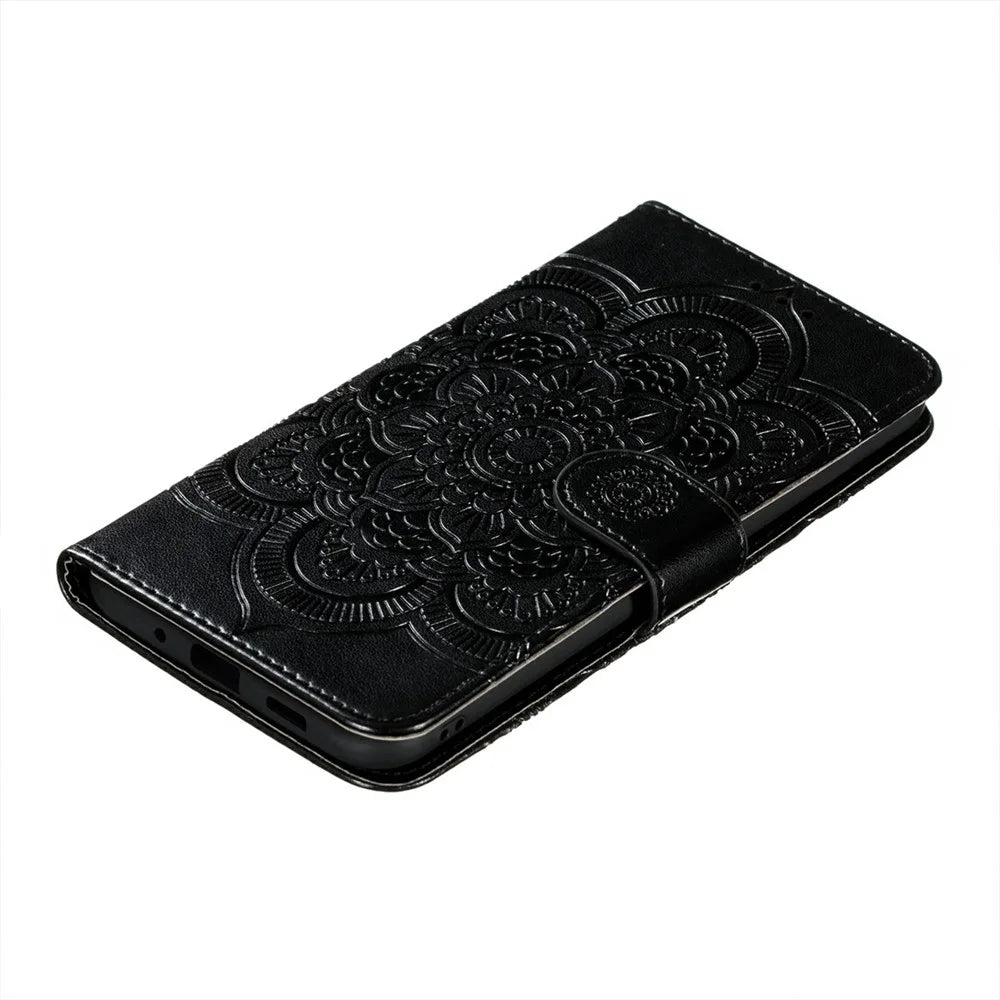 Imprint Mandala Flower Leather Protective Cover for Samsung Galaxy S20 FE/S20 FE 5G/S20 Lite/S20 FE 2022 - Black - 6