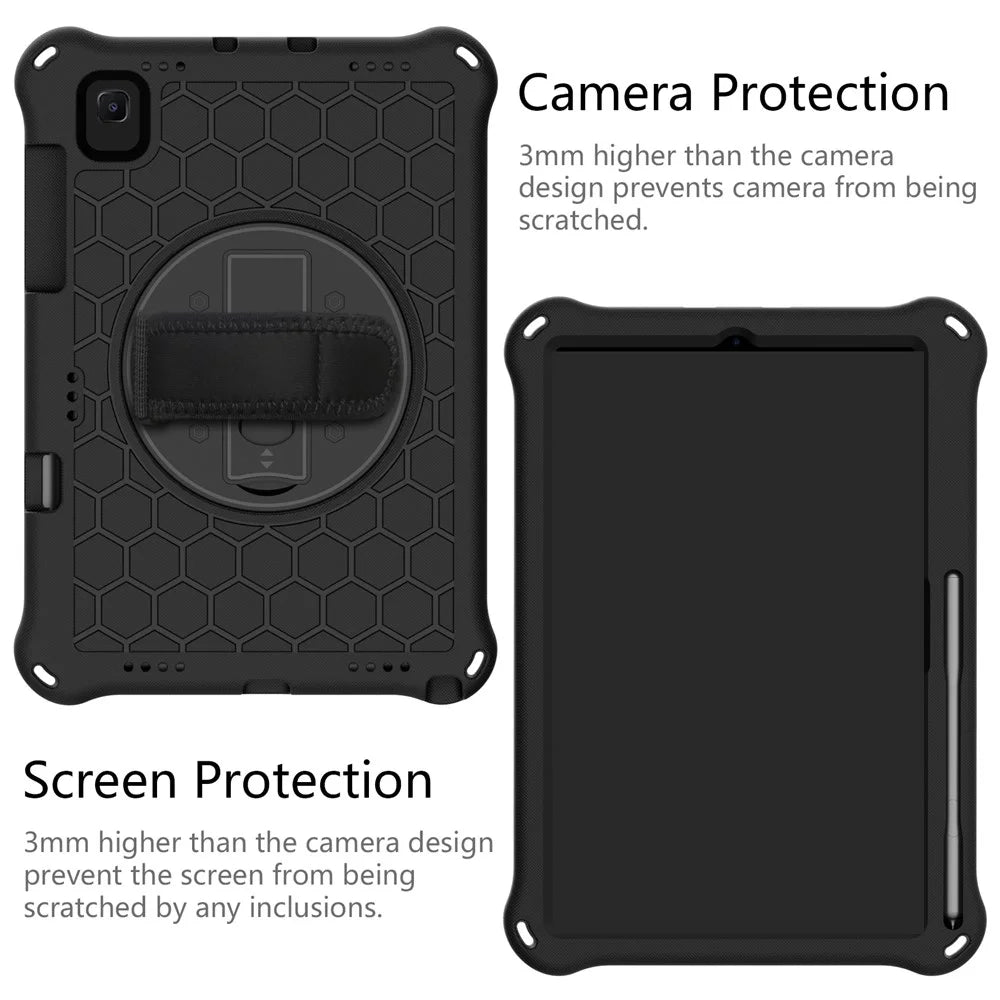 Honeycomb Texture EVA Tablet Protector with Swivel Kickstand for Samsung Galaxy Tab S6 Lite P610/P615/S6 Lite (2022) - Black/Black - 2