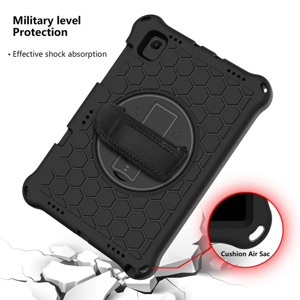 Honeycomb Texture EVA Tablet Protector with Swivel Kickstand for Samsung Galaxy Tab S6 Lite P610/P615/S6 Lite (2022) - Black/Black - 4