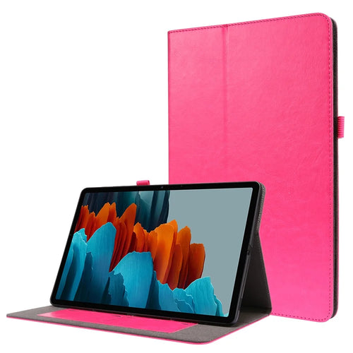 Crazy Horse Texture Two-Fold Design Leather Cover Case for Samsung Galaxy Tab S7+ / S8+ - Rose - 1