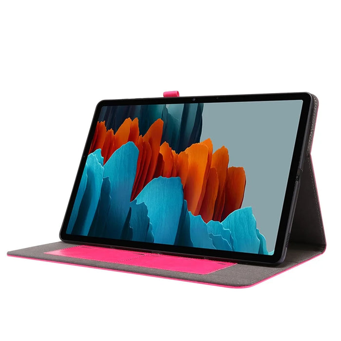 Crazy Horse Texture Two-Fold Design Leather Cover Case for Samsung Galaxy Tab S7+ / S8+ - Rose - 4
