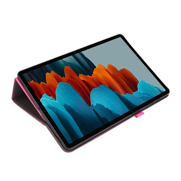 Crazy Horse Texture Two-Fold Design Leather Cover Case for Samsung Galaxy Tab S7+ / S8+ - Rose - 6