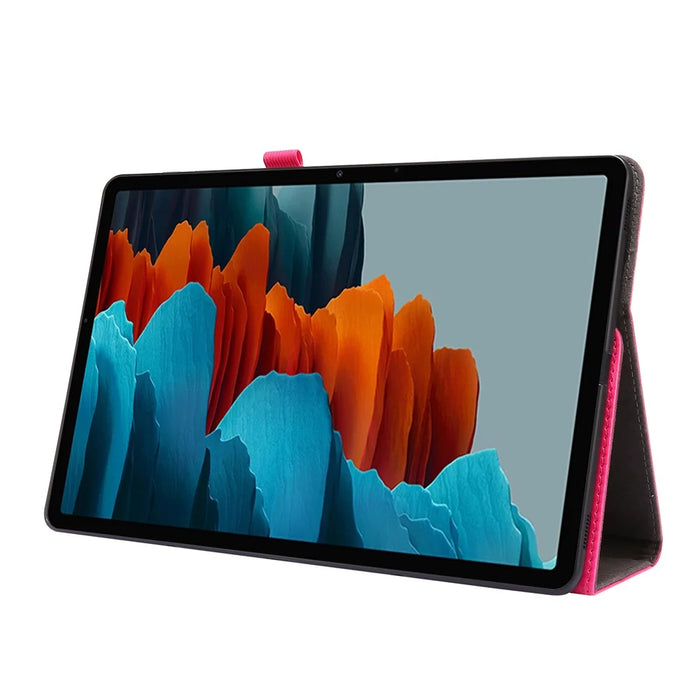 Crazy Horse Texture Two-Fold Design Leather Cover Case for Samsung Galaxy Tab S7+ / S8+ - Rose - 7