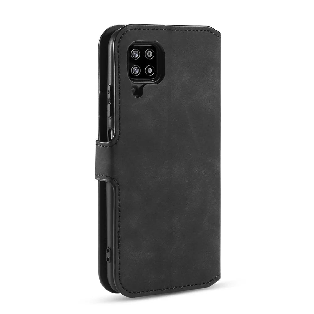 DG.MING Retro Style Leather Wallet Stand Phone Cover for Samsung Galaxy A42 5G - Black - 4