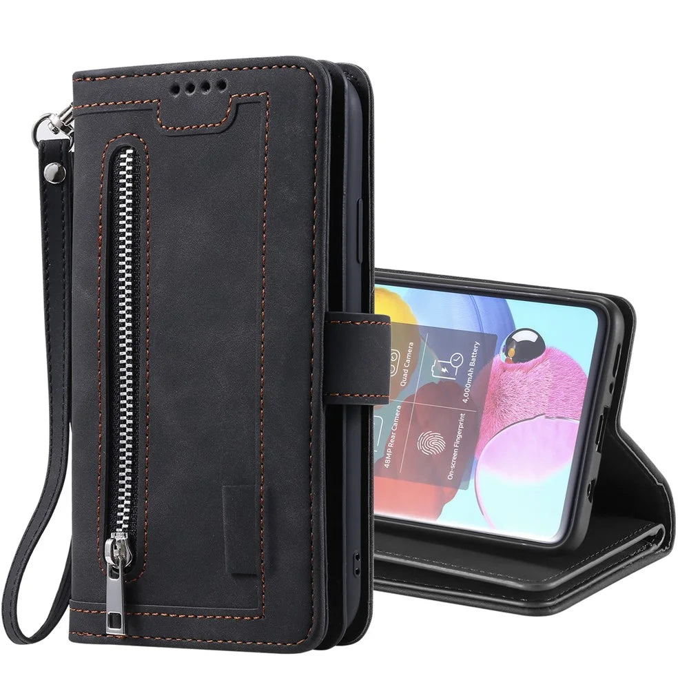 Zipper Pocket 9 Card Slots Leather Wallet Case for Samsung Galaxy S20 FE/S20 FE 5G/S20 Lite/S20 FE 2022 - Black - 2