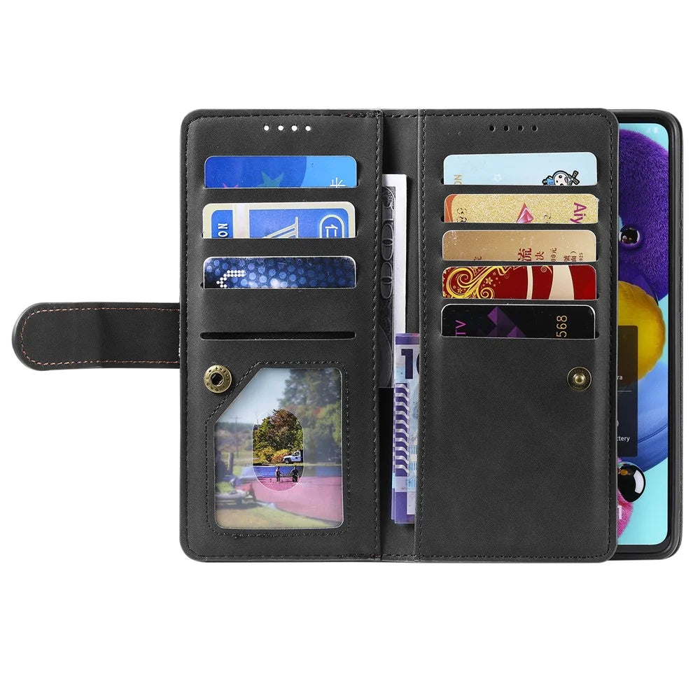 Zipper Pocket 9 Card Slots Leather Wallet Case for Samsung Galaxy S20 FE/S20 FE 5G/S20 Lite/S20 FE 2022 - Black - 4