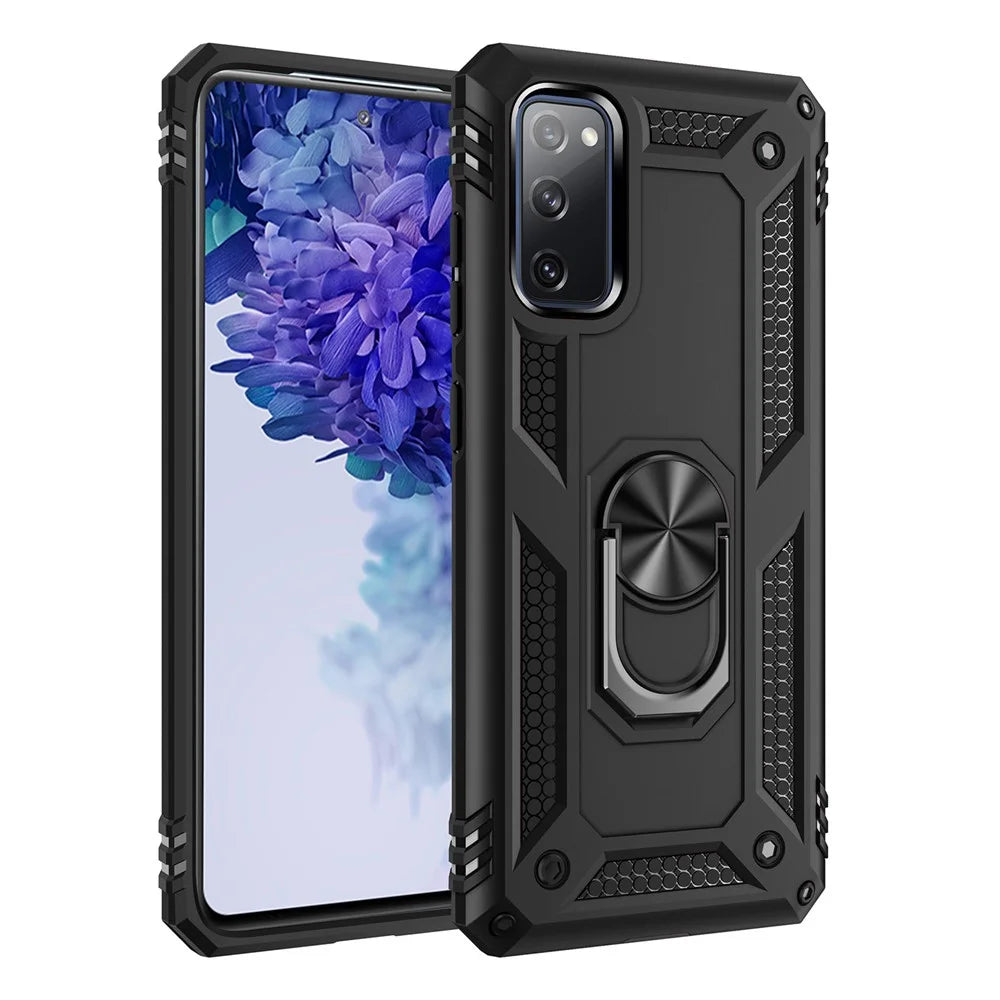 Adjustable Integrated Kickstand + Built-in Magnetic Metal Protective Shell for Samsung Galaxy S20 FE/S20 FE 5G/S20 Lite/S20 FE 2022 - Black - 1