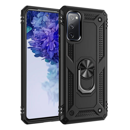 Adjustable Integrated Kickstand + Built-in Magnetic Metal Protective Shell for Samsung Galaxy S20 FE/S20 FE 5G/S20 Lite/S20 FE 2022 - Black - 1