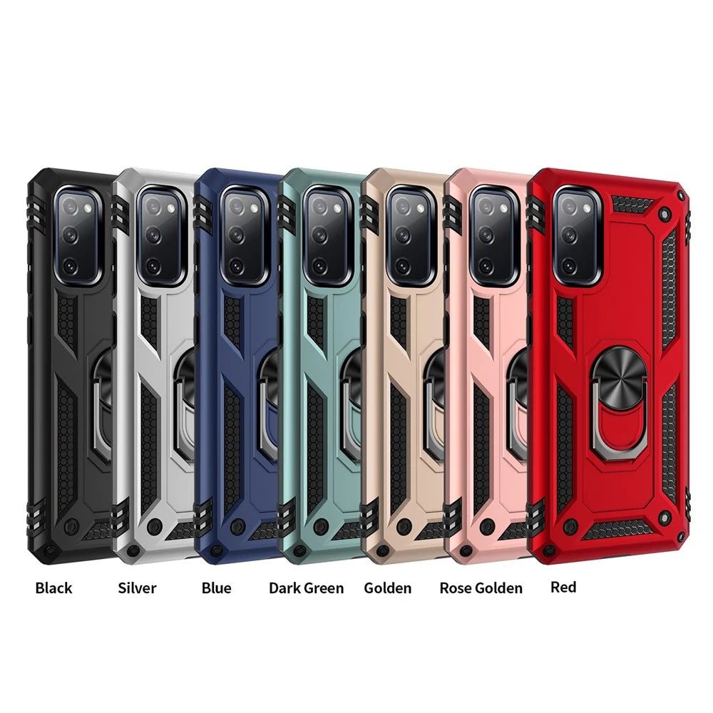 Adjustable Integrated Kickstand + Built-in Magnetic Metal Protective Shell for Samsung Galaxy S20 FE/S20 FE 5G/S20 Lite/S20 FE 2022 - Black - 2
