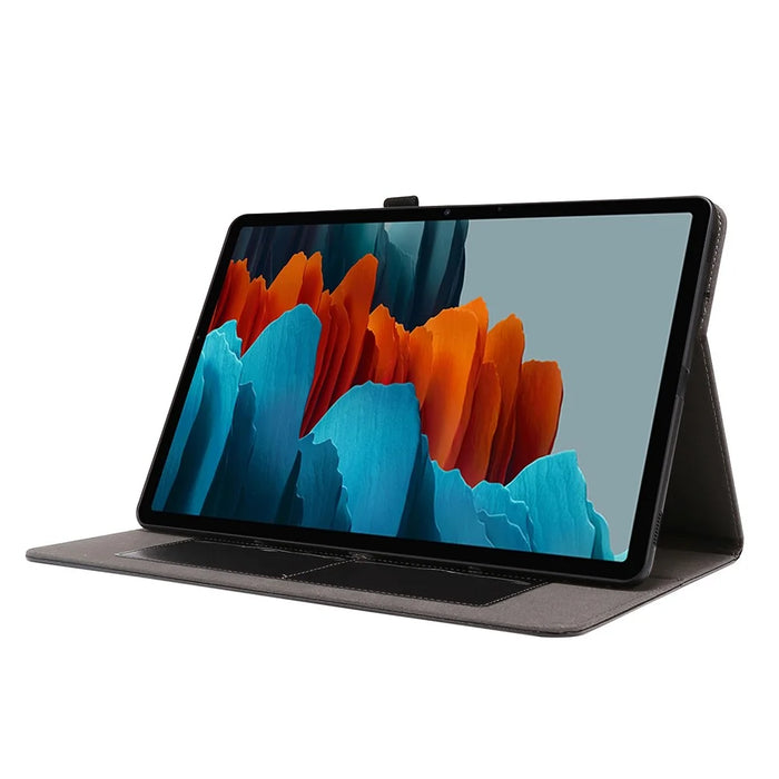 Crazy Horse Texture Two-Fold Design Leather Cover Case for Samsung Galaxy Tab S7 / S8 - Black - 4