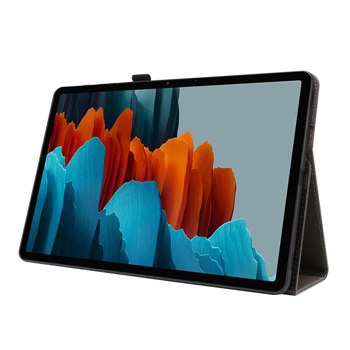 Crazy Horse Texture Two-Fold Design Leather Cover Case for Samsung Galaxy Tab S7 / S8 - Black - 7