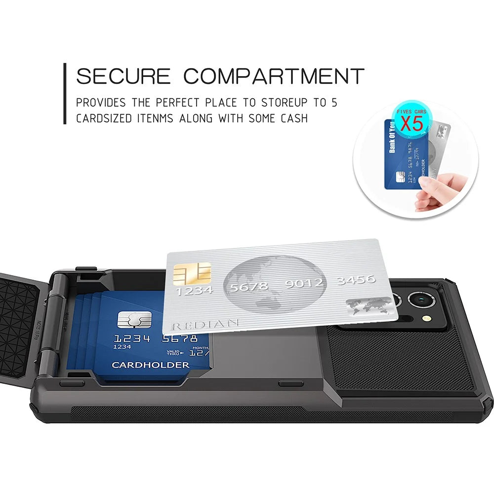 Flip Card Holder TPU+PC Hybrid Case for Samsung Galaxy Note 20 Ultra/Note 20 Ultra 5G - Grey - 7