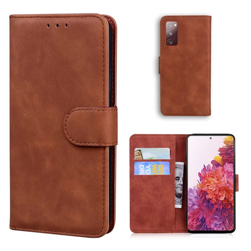 Wallet Stand Magnetic Clasp PU Leather Case for Samsung Galaxy S20 FE 4G/5G/2022/S20 Lite - Brown - 1