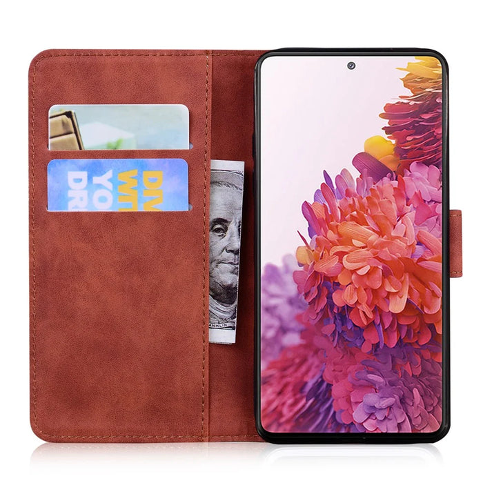Wallet Stand Magnetic Clasp PU Leather Case for Samsung Galaxy S20 FE 4G/5G/2022/S20 Lite - Brown - 7