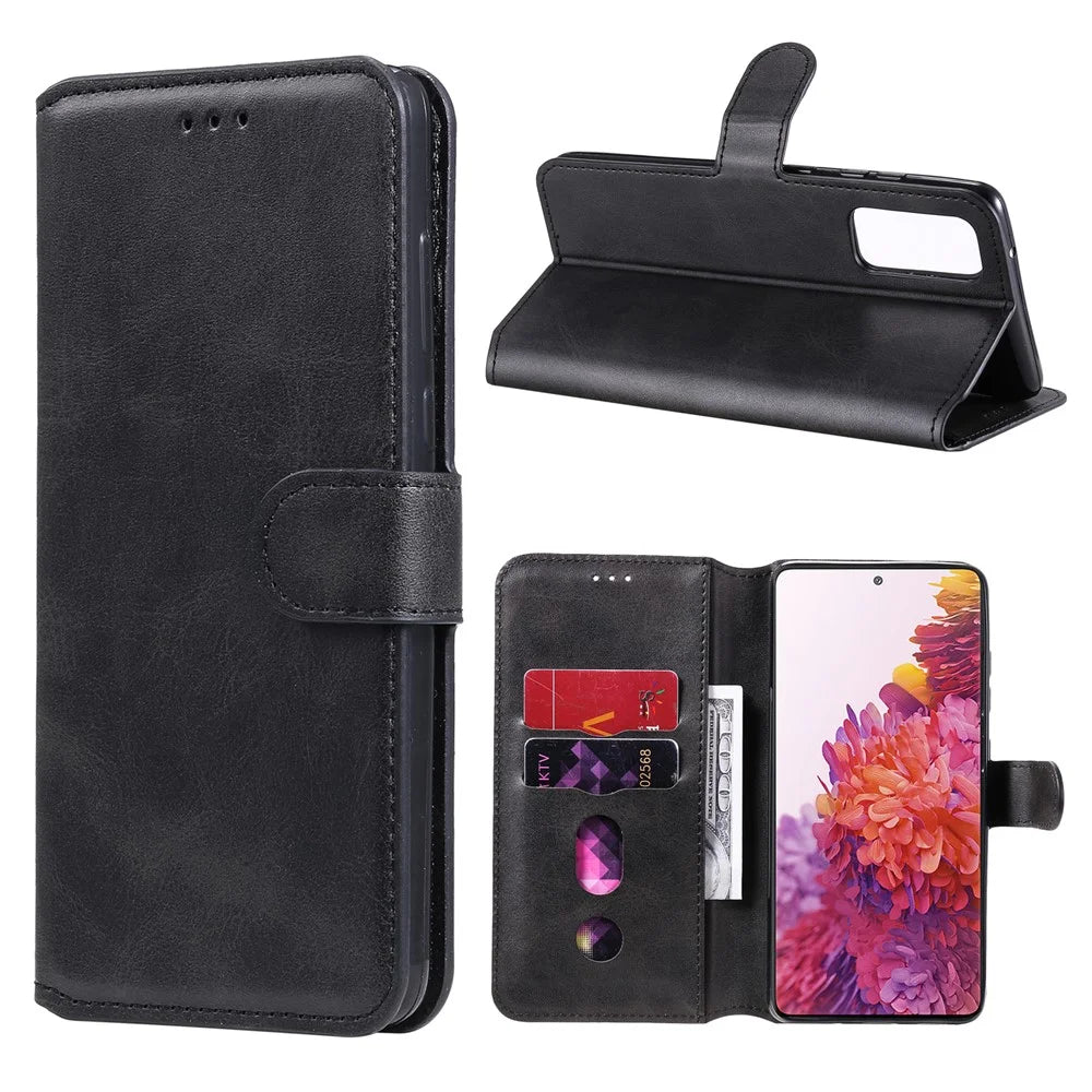 Wallet + Stand Classic Style Flip Leather Phone Case for Samsung Galaxy S20 FE 4G/5G/2022/S20 Lite - Black - 1