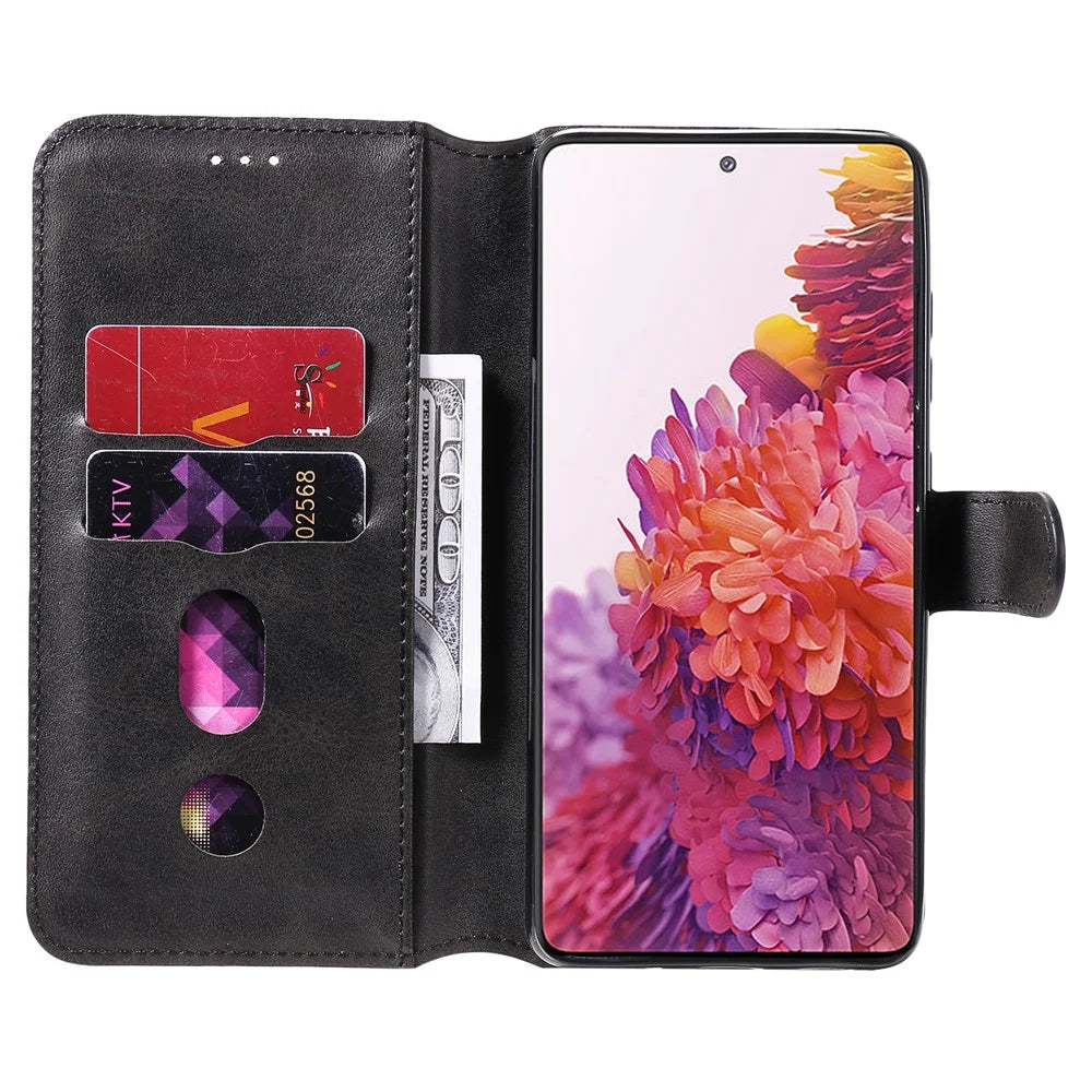 Wallet + Stand Classic Style Flip Leather Phone Case for Samsung Galaxy S20 FE 4G/5G/2022/S20 Lite - Black - 4