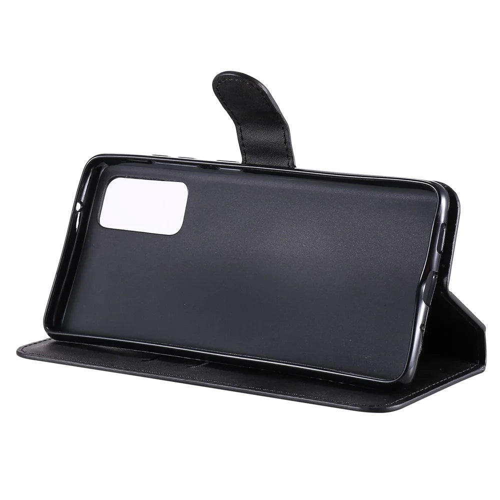 Wallet + Stand Classic Style Flip Leather Phone Case for Samsung Galaxy S20 FE 4G/5G/2022/S20 Lite - Black - 6