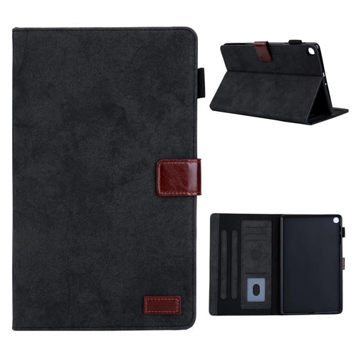 TPU Shell + PU Leather Stand Case with Card Holder for Samsung Galaxy Tab A7 10.4 (2020) / (2022) T500 / T505 - Black - 1