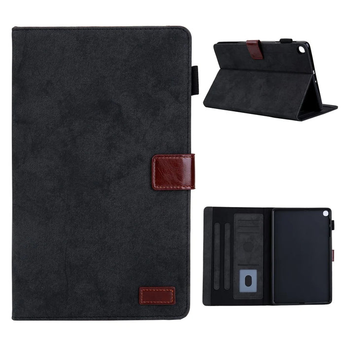 TPU Shell + PU Leather Stand Case with Card Holder for Samsung Galaxy Tab A7 10.4 (2020) / (2022) T500 / T505 - Black - 1