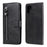 Zipper Pocket Leather Wallet Stand Case for Samsung Galaxy S20 FE 4G/5G/2022/S20 Lite - Black - 1
