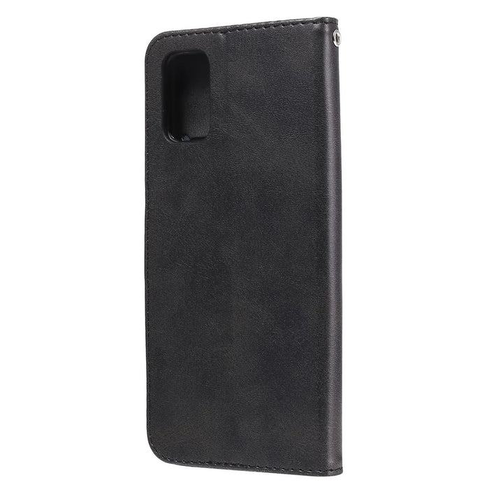 Zipper Pocket Leather Wallet Stand Case for Samsung Galaxy S20 FE 4G/5G/2022/S20 Lite - Black - 4