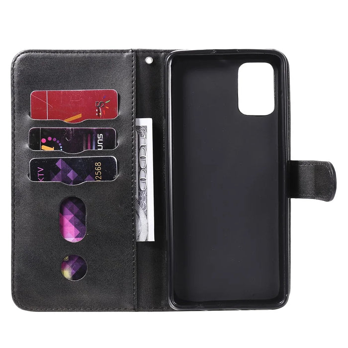 Zipper Pocket Leather Wallet Stand Case for Samsung Galaxy S20 FE 4G/5G/2022/S20 Lite - Black - 5