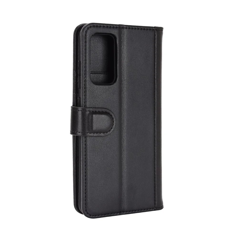 For Samsung Galaxy S20 FE 4G / 5G / 2022 / S20 Lite Phone Cases Genuine Split Leather Wallet Mobile Cover Stand - Black - 4