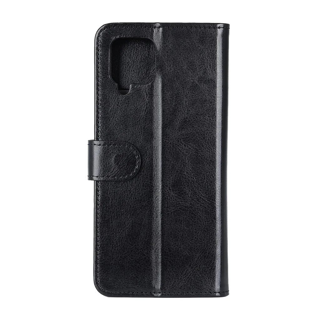 Smartphone Case Bag Crazy Horse Wallet Stand PU Leather Phone Cover for Samsung Galaxy A12 Mobile Phone Case - Black - 2