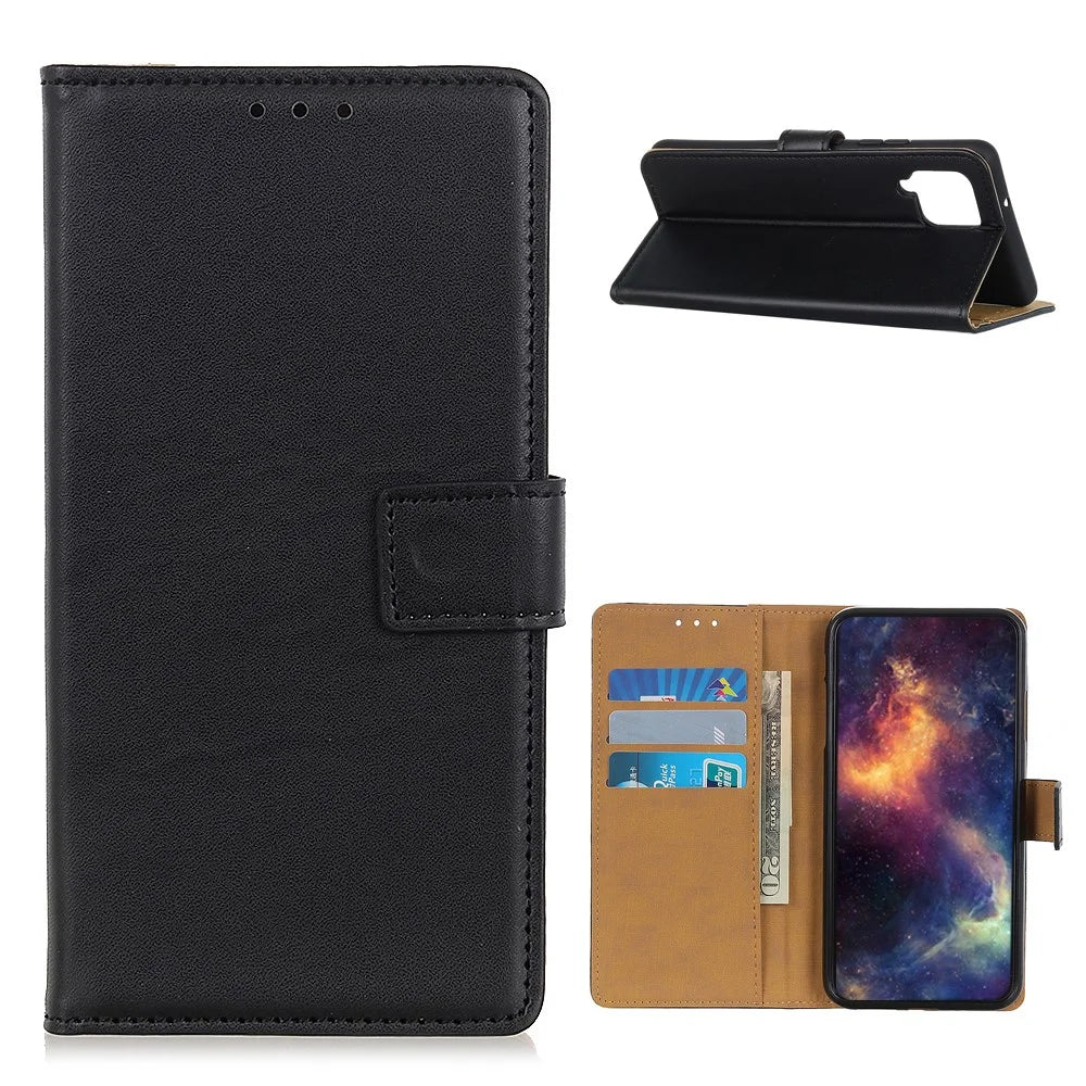 Anti-scratch Shockproof Phone Covering Wallet Function Stand Leather Magnetic Phone Shell Case for Samsung Galaxy A12 - Black - 1