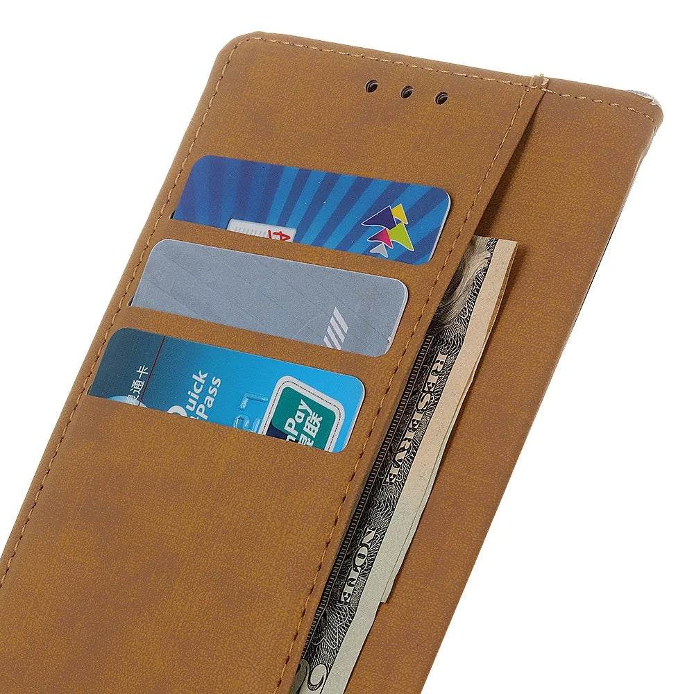Anti-scratch Shockproof Phone Covering Wallet Function Stand Leather Magnetic Phone Shell Case for Samsung Galaxy A12 - Black - 6