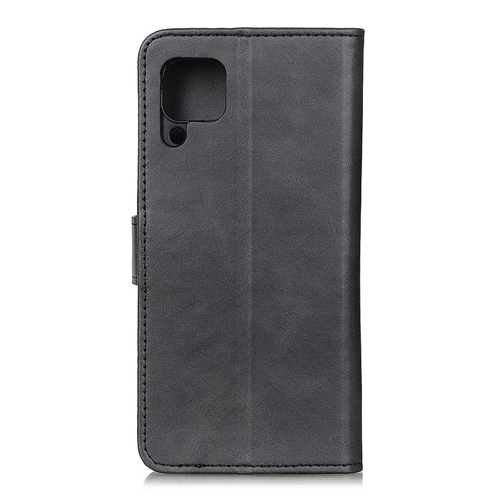 Phone Flip Case for Samsung Galaxy A12, Practical Supporting Stand Wallet PU Leather Protective Cover - Black - 3