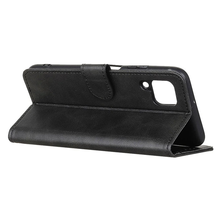 Phone Flip Case for Samsung Galaxy A12, Practical Supporting Stand Wallet PU Leather Protective Cover - Black - 4