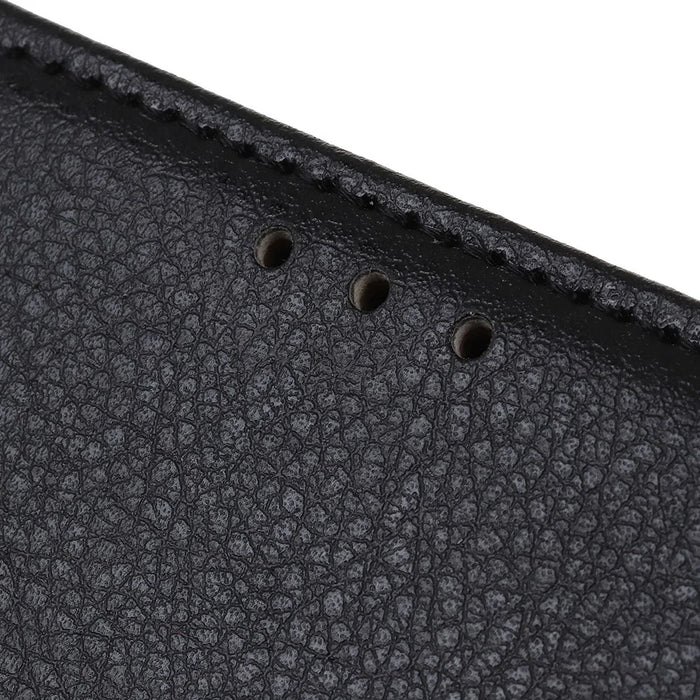 Soft TPU Edge + Litchi Texture PU Leather Phone Protective Case for Samsung Galaxy S21 5G/S21 4G - Black - 5