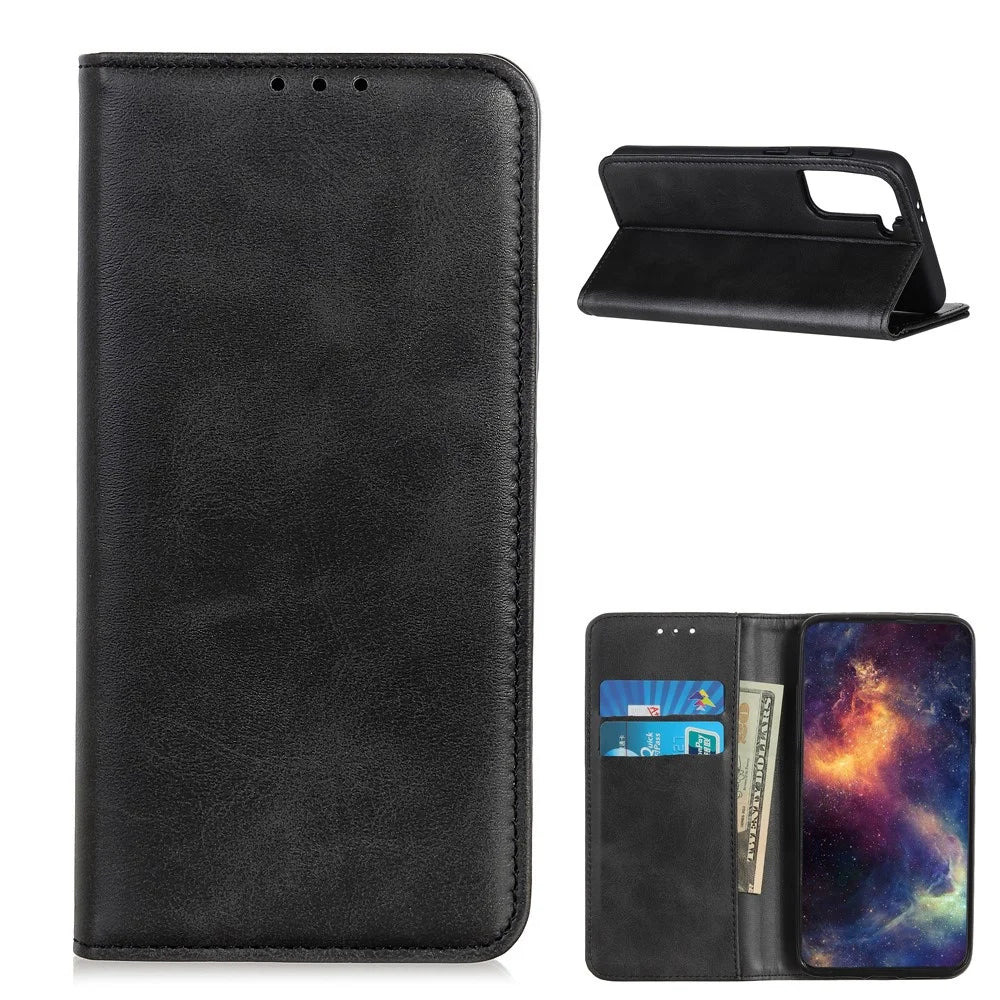 Auto-absorbed Split Leather Cover for Samsung Galaxy S21 5G/S21 4G - Black - 1