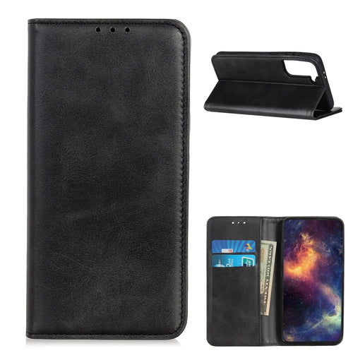 Auto-absorbed Split Leather Cover for Samsung Galaxy S21 5G/S21 4G - Black - 1