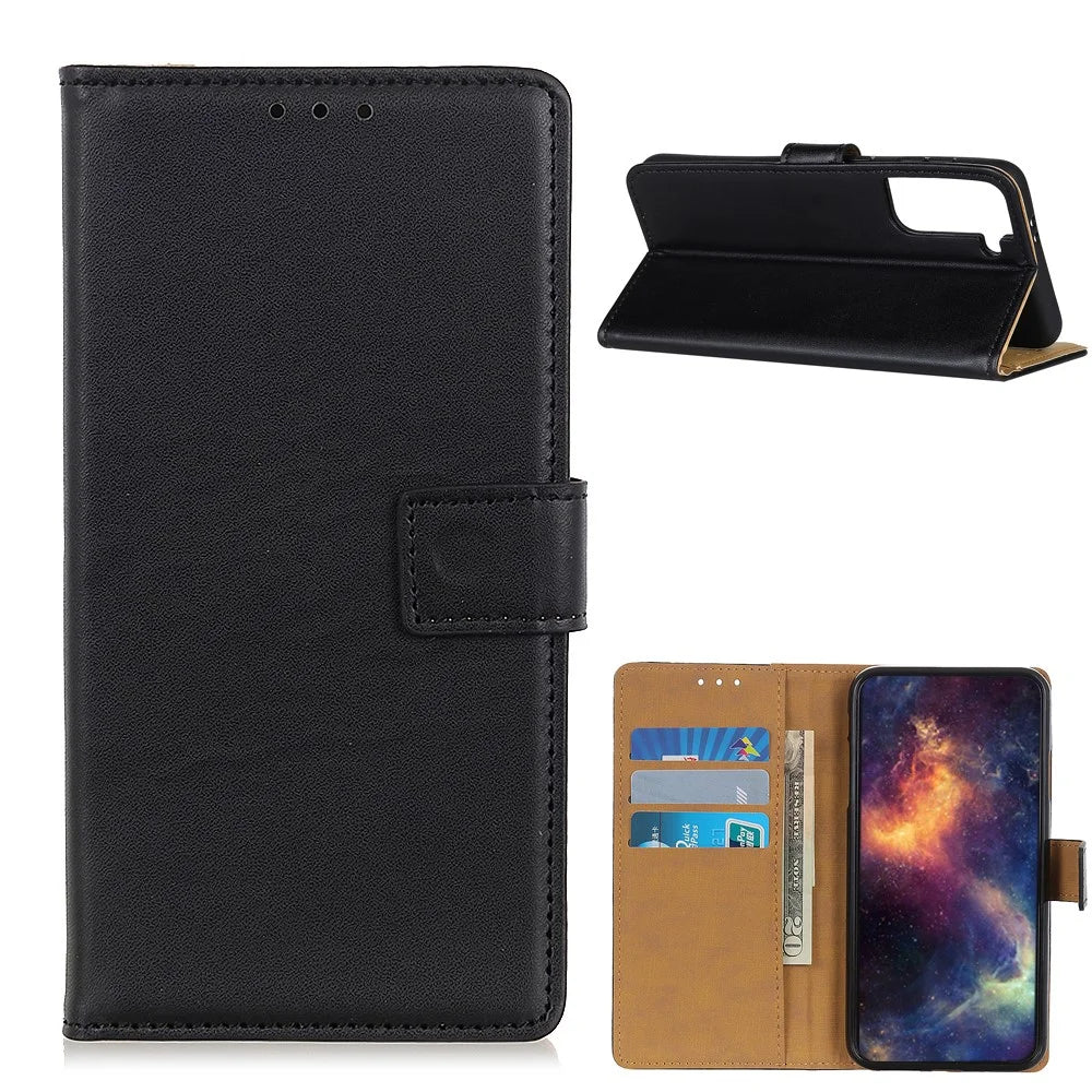 For Samsung Galaxy S21 5G/S21 4G Shockproof Anti-dust Anti-scratch Protective Leather Wallet Phone Case Stand Smartphone Covering Shell Phone Cover - Black - 1