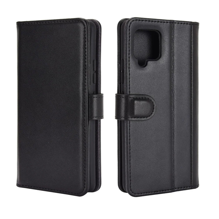 For Samsung Galaxy A42 5G Phone Cases Genuine Split Leather Wallet Mobile Cover Stand - Black - 2