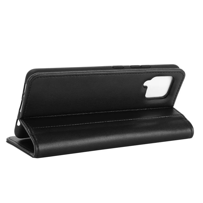 For Samsung Galaxy A42 5G Phone Cases Genuine Split Leather Wallet Mobile Cover Stand - Black - 7