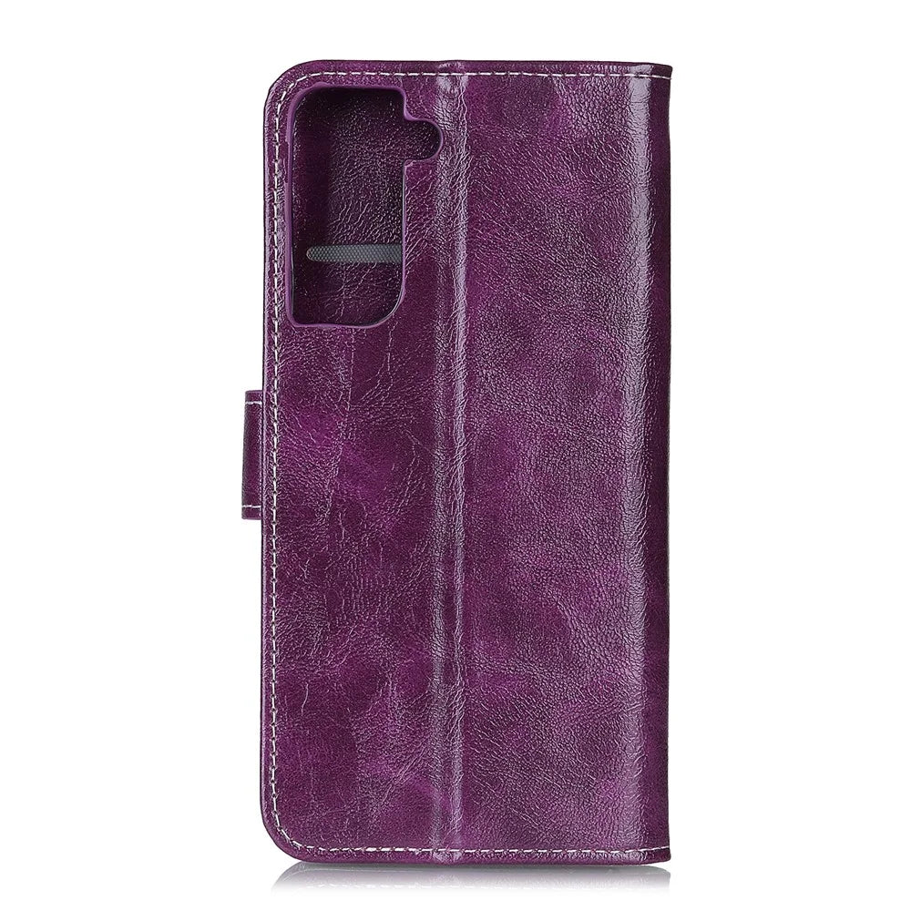 Crazy Horse Texture Leather Retro Style Phone Protective Shell for Samsung Galaxy S21 5G/S21 4G - Purple - 3