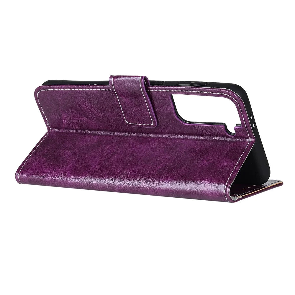 Crazy Horse Texture Leather Retro Style Phone Protective Shell for Samsung Galaxy S21 5G/S21 4G - Purple - 4