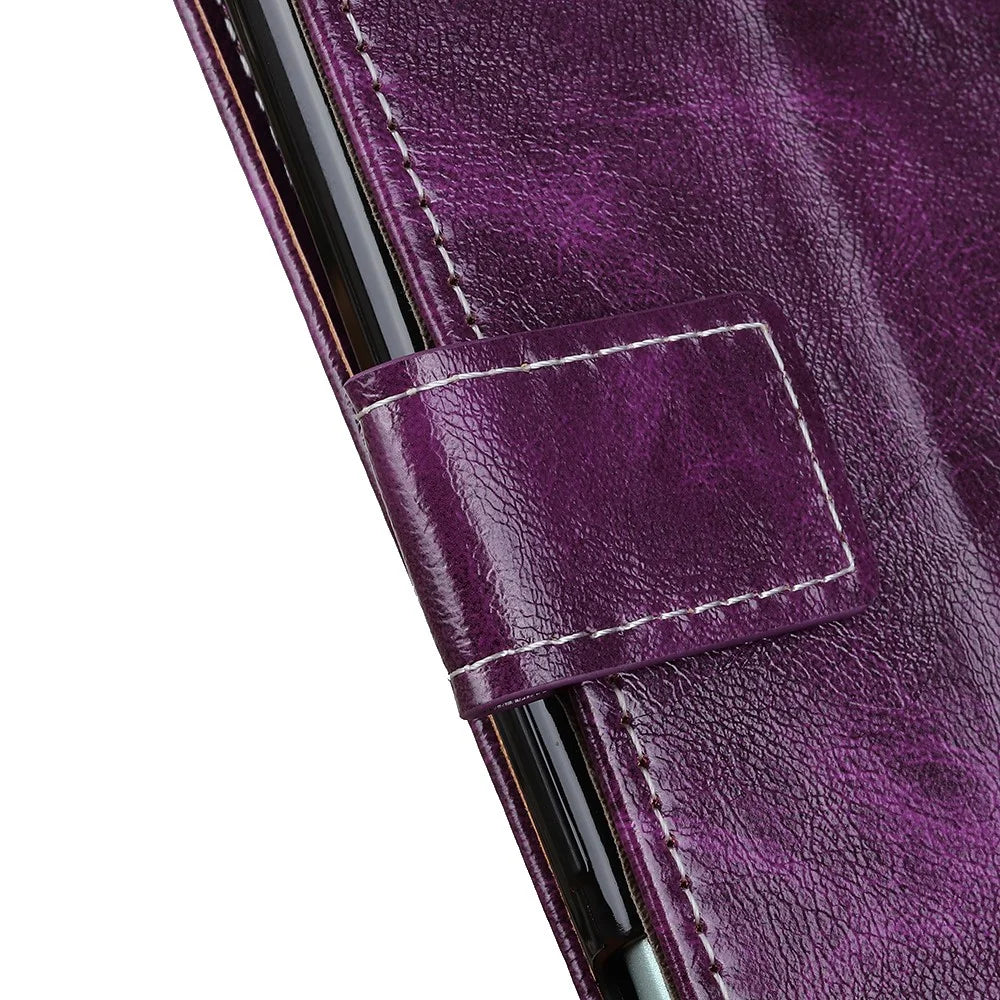 Crazy Horse Texture Leather Retro Style Phone Protective Shell for Samsung Galaxy S21 5G/S21 4G - Purple - 5