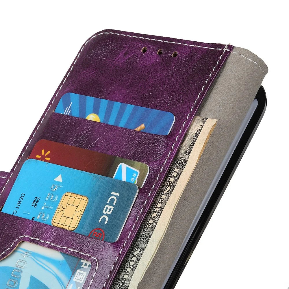 Crazy Horse Texture Leather Retro Style Phone Protective Shell for Samsung Galaxy S21 5G/S21 4G - Purple - 6