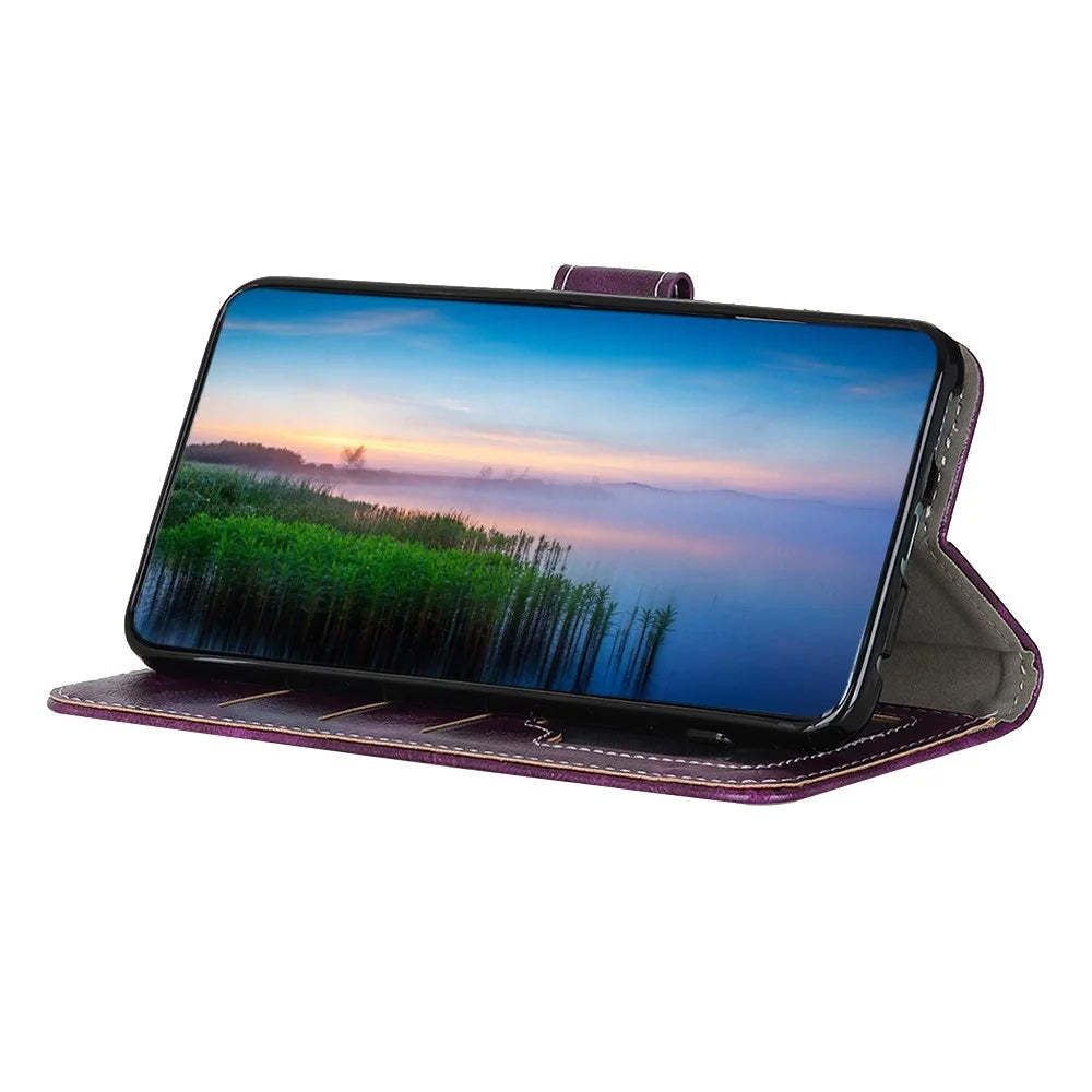 Crazy Horse Texture Leather Retro Style Phone Protective Shell for Samsung Galaxy S21 5G/S21 4G - Purple - 7