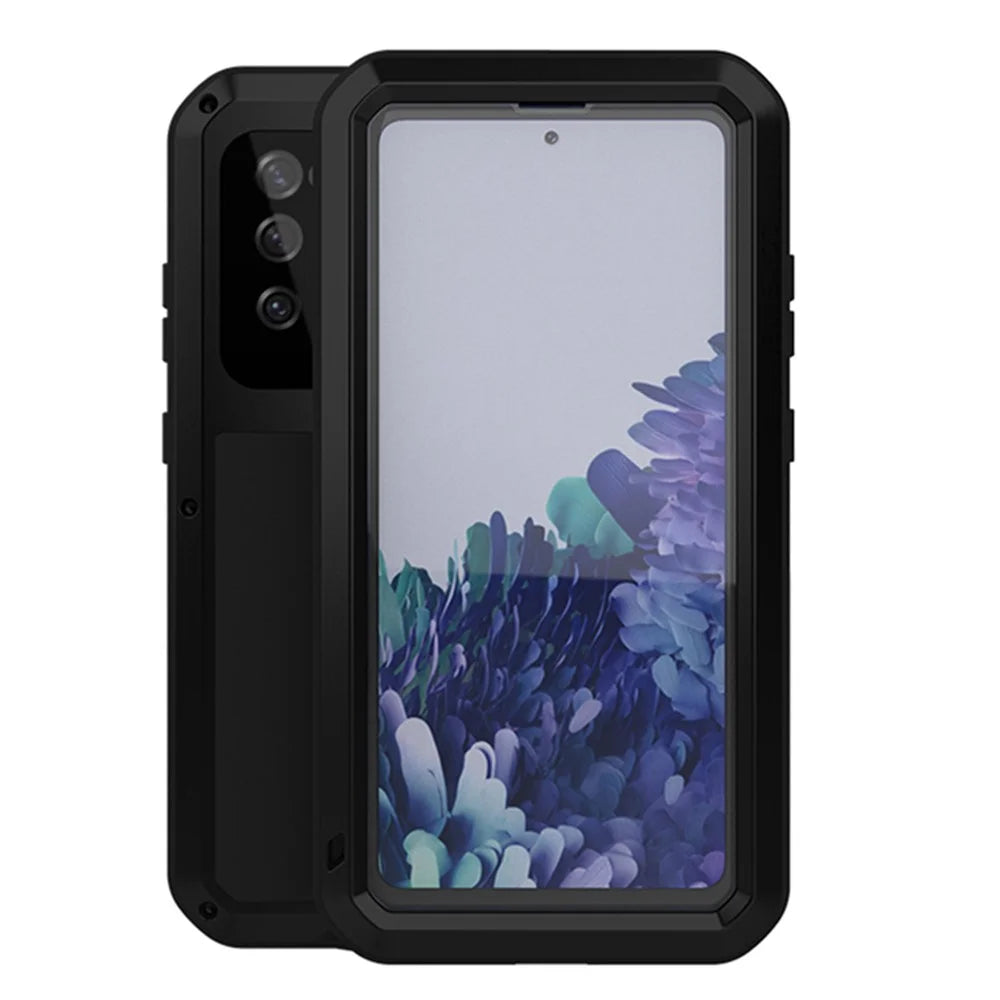 LOVE MEI Protective Case with Temepered Glass Film for Samsung Galaxy S20 FE 4G / 5G / 2022 / S20 Lite Shockproof Dropproof Dustproof Cover - Black - 1