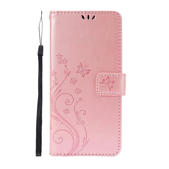 For Samsung Galaxy S20 FE 4G/5G/S20 Lite/S20 FE 2022 Butterfly Flower Imprinting Leather Wallet Case - Rose Gold - 2
